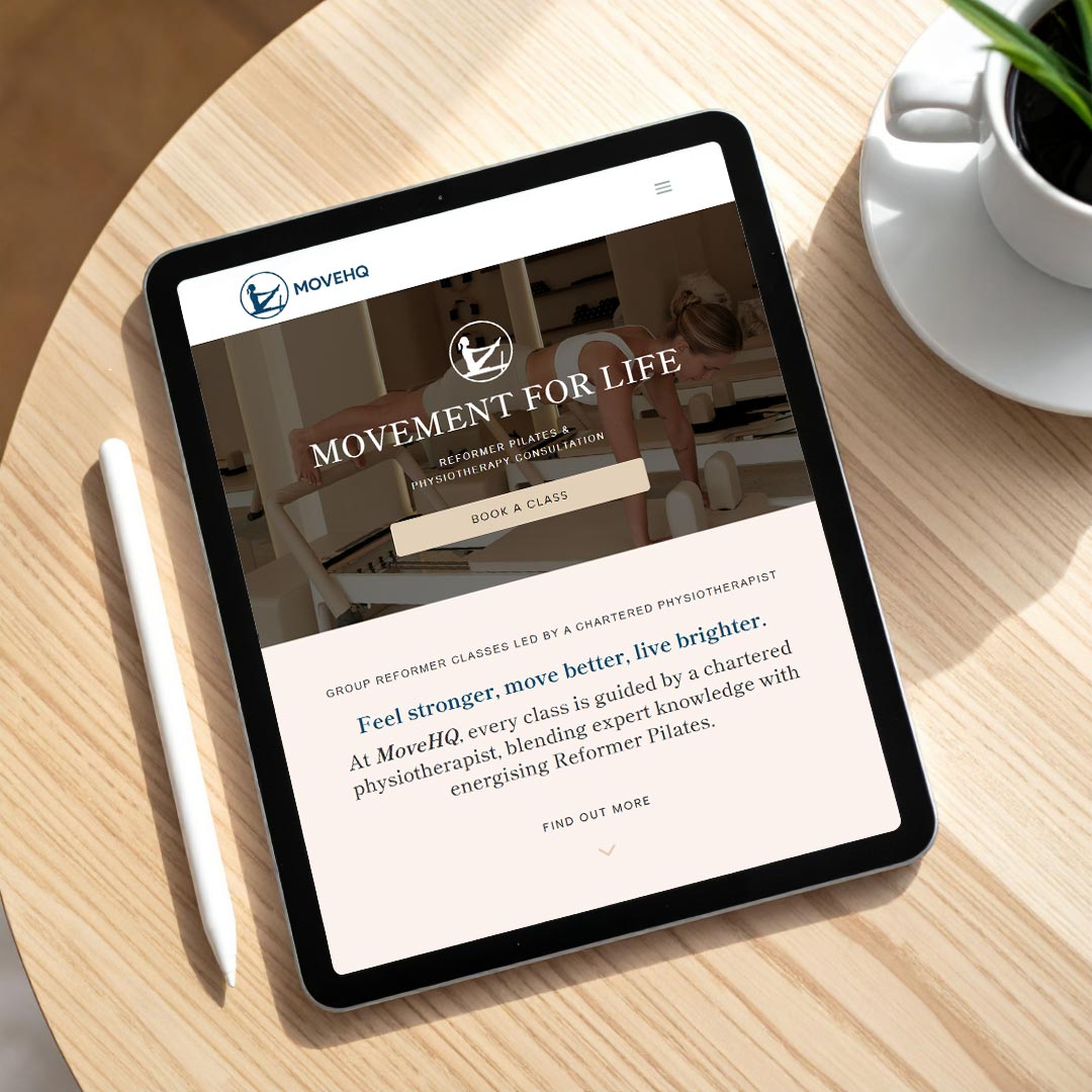 IPAD-WEBSITE-MHQ MoveHQ Reformer Pilates, Cornwall Website