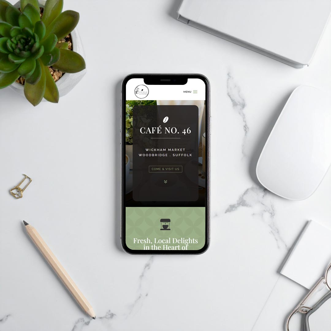 IPHONE-WEBSITE-CN46 Café No. 46, Wickham Market, Woodbridge, Website