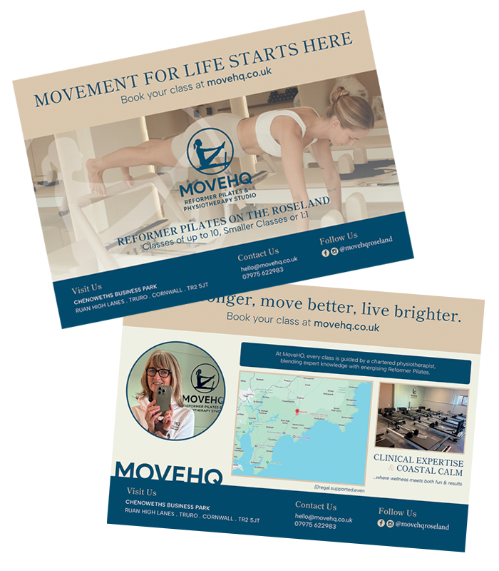 MoveHQ Reformer Pilates, Cornwall A5 Printed Flyer