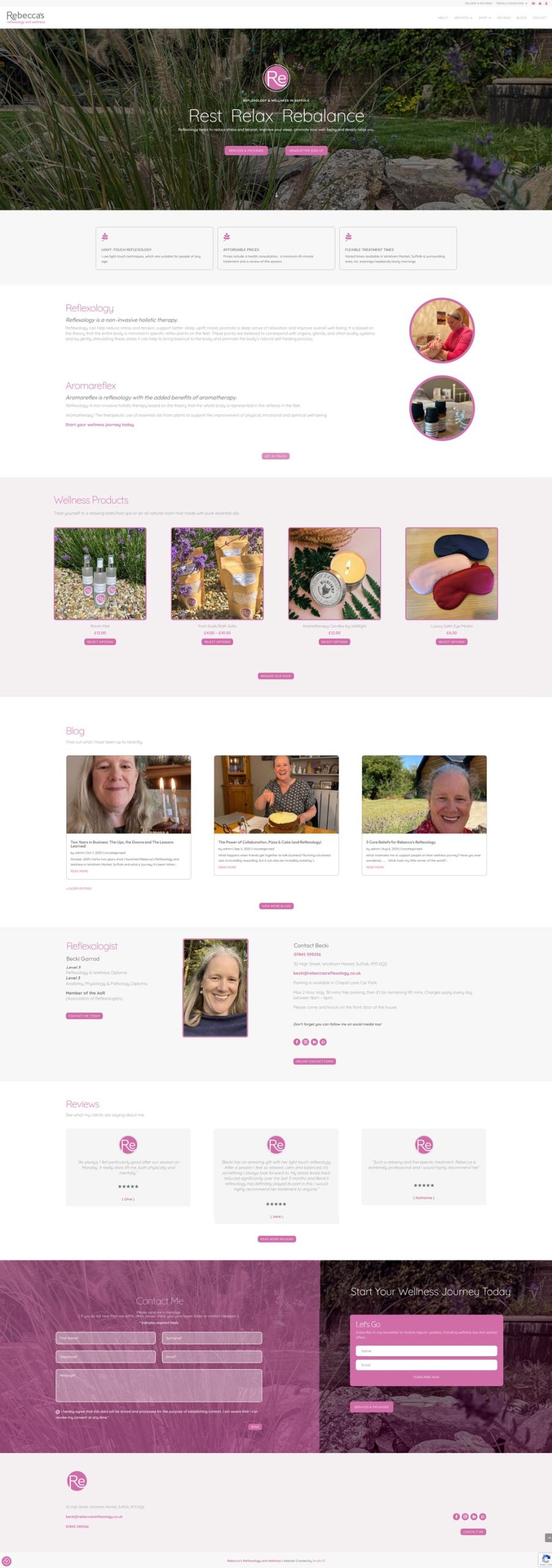 Rebecca's Reflexology, Woodbridge, Suffolk, Website