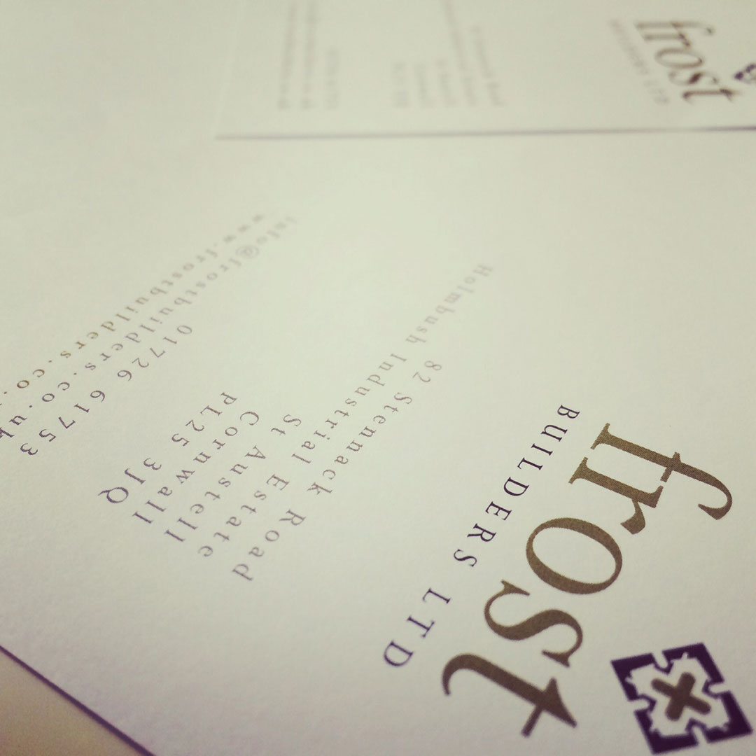 PRINTDESIGN2-FB Frost Builders, Cornwall Letterhead and Business Cards